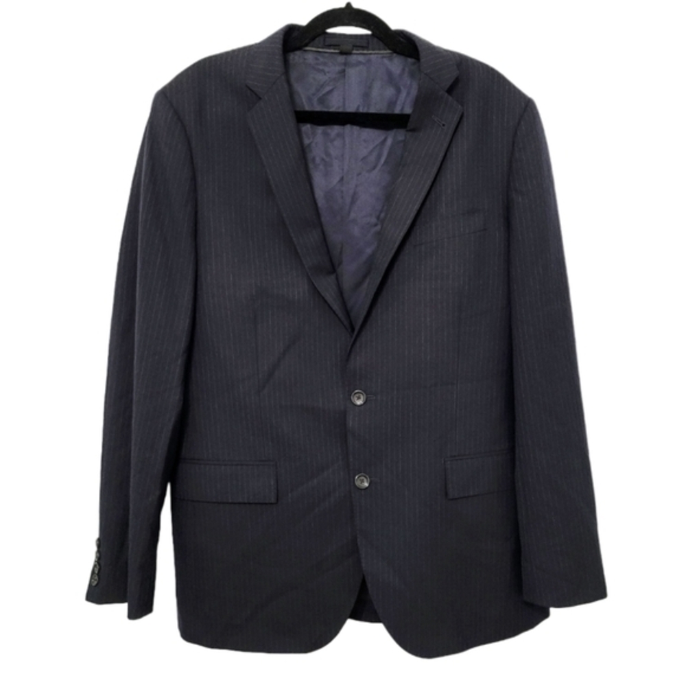 J. Crew Ludlow Slim-Fit Loro Piana Wool Black Pinstripe Men's Suit Jacket Office